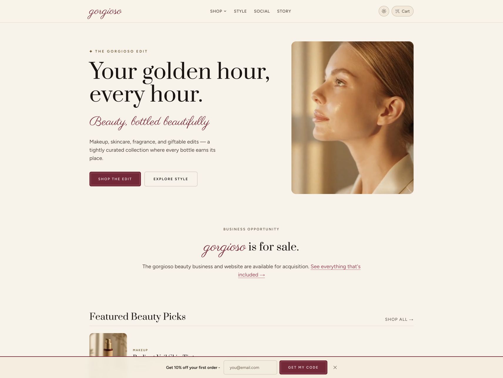 gorgioso beauty storefront — now for sale