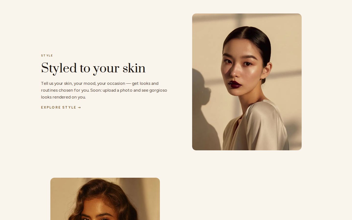 gorgioso.com — the Styled to your skin section